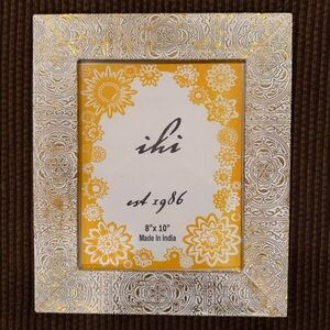 Decorative Gold & White Embossed 8x10 Picture Frame – Boho/Vintage Style
